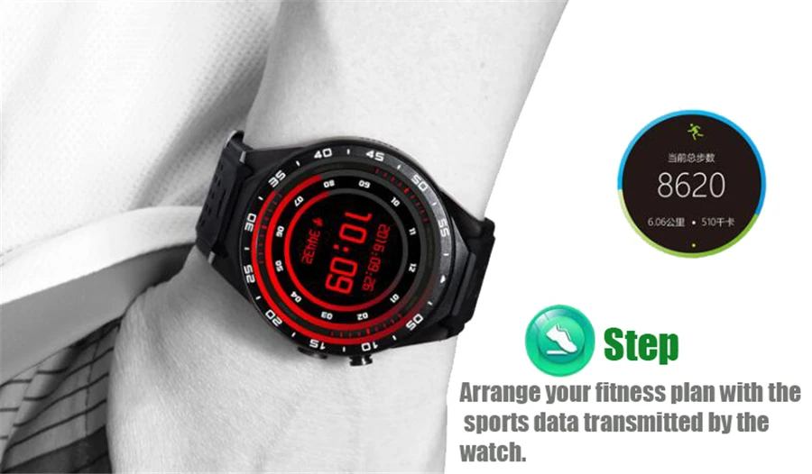 Android KW88 1,39 дюймовый экран высокой четкости wifi 3g gps MTK6580 Четырехъядерный 4G+ 512 M сердечного ритма Bluetooth спортивные Смарт-часы