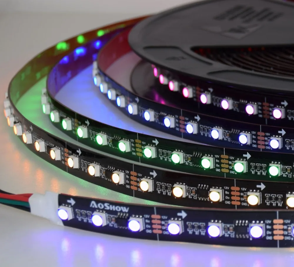 Без падения напряжения DC12V 288 Ватт 20 метров 65.5FTs SPI RGB светодиодный пиксель полоса 60L20P/M обновление WS2811 программа Madrix Madmapper Resolume