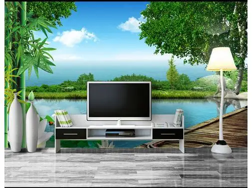 Пользовательские 3d обои контракт и голубое небо белое облако декорации ТВ