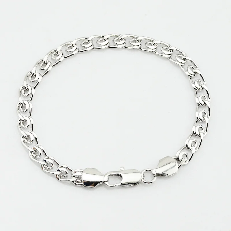 1 шт 7 мм Мужской Женский Белый Золотой Цвет покрытый браслет из цепочки Бисмарк