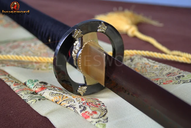 LYUESWORD ручной Полный Тан японский меч самурая ниндзя Дамаск Красный Сложенном