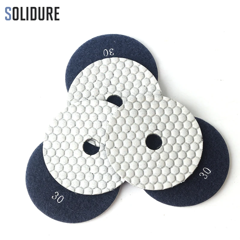

3pcs/set Grit 30# 4 inch 100mm dry diamond polishing pads for dry or wet polishing granite,marble engineered stone and concrete