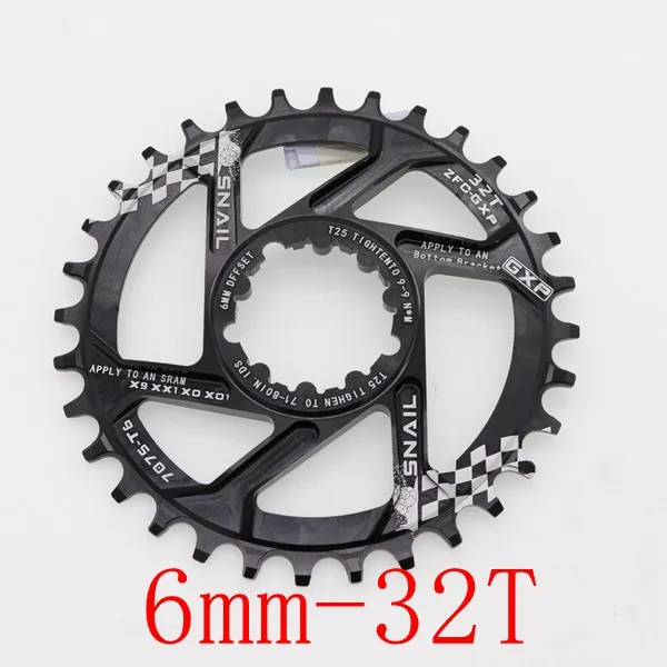 6mm 32T black Улитка цепное кольцо для GXP 6 мм 1 мм 6 1 мм смещение круглый Орел 30 т 32 34 36 38 40X9X0 XX1 XO1 MTB велосипед Звездочка зубная пластина для sram gxp - Цвет: 6mm 32T black
