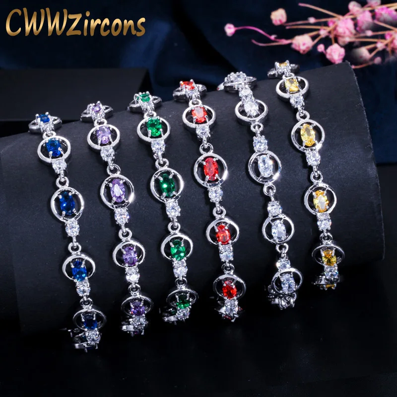 Cwwzircon Сверкающие Фиолетовые красные кубические циркониевые круглые теннисные