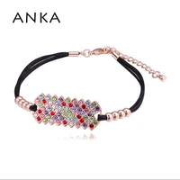 anka elegant bohemia crystal rope bracelets for women fashion charm red or black cotton rope bracelet rose gold color 129469