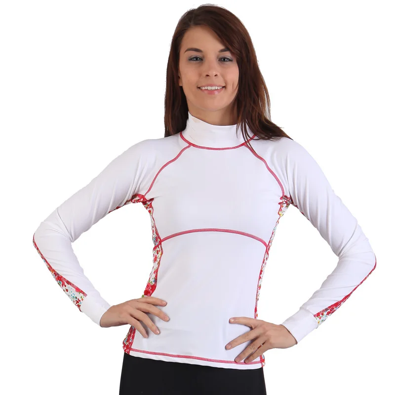 SBART Rashguard женские рубашки для плавания из лайкры, топ для серфинга с длинным рукавом, купальный костюм для плавания, Женский гидрокостюм для серфинга, рубашка для дайвинга Upf50 UV J913 - Цвет: Белый