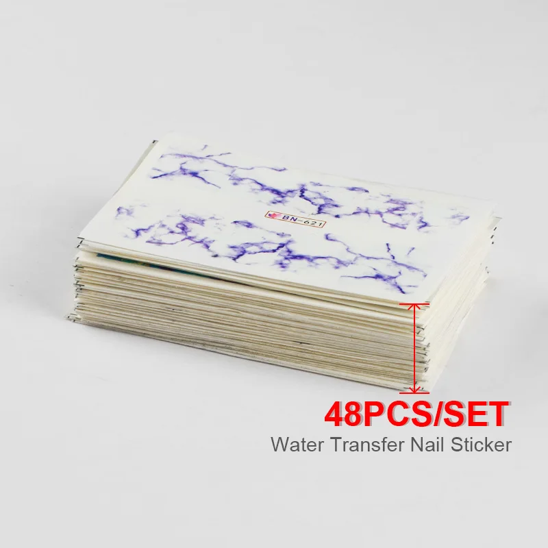 48 pcs 48 шт смешанный цветочный узор Дизайн Наклейка на ногти водная переводная слайдер переводные наклейки для ногтей 3D украшения Маникюр фольга советы - Цвет: 48 pcs
