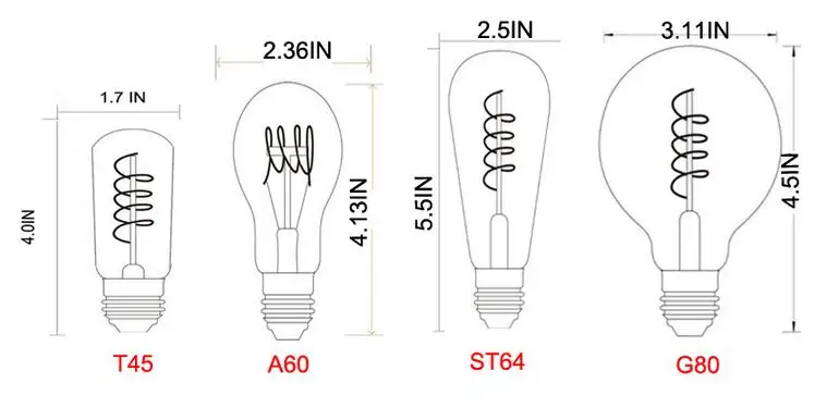 Винтаж светодиодный Лампа накаливания Эдисона Золотой A60 ST64 T45G80 G95 Эдисон типа soft