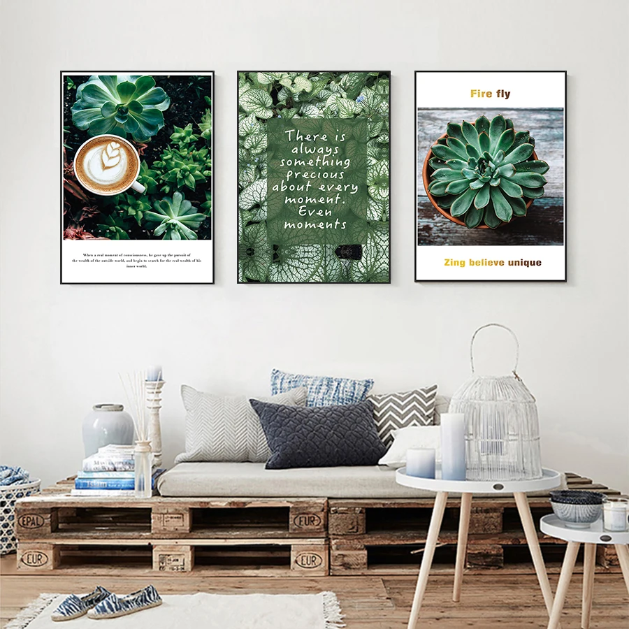ASAPFOR зеленый листьев растений стены художественный постер картина принт Кофе