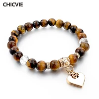 chicvie natural stone bracelets for women gold heart chain bracelet femme ethnic jewelry accessoires pulseras bracelet sbr150344