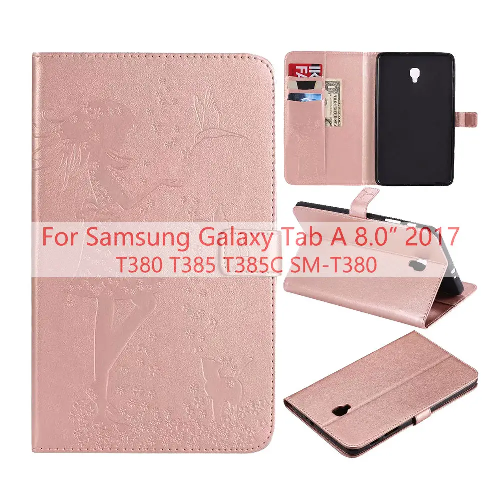 Rose Gold Чехол из искусственной кожи для samsung Galaxy Tab A 8,0 T380 T385, мягкая задняя крышка для samsung Galaxy Tab A 8 T387, чехол для планшета - Цвет: Rose Gold