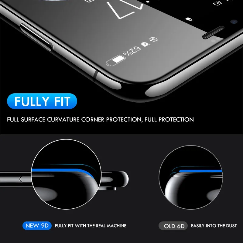 Новинка 9D изогнутое полное покрытие закаленное стекло для iPhone X XR XS Max Защита