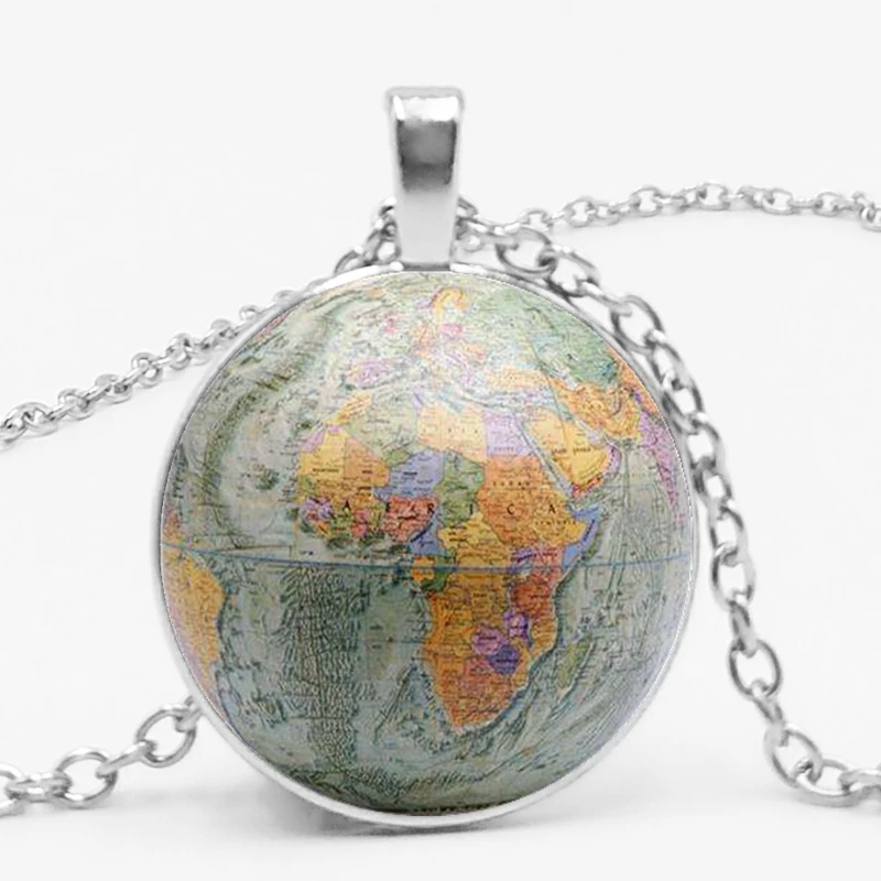 Мирового Земля Карта семь океан время Стекло драгоценный камень Цепочки и