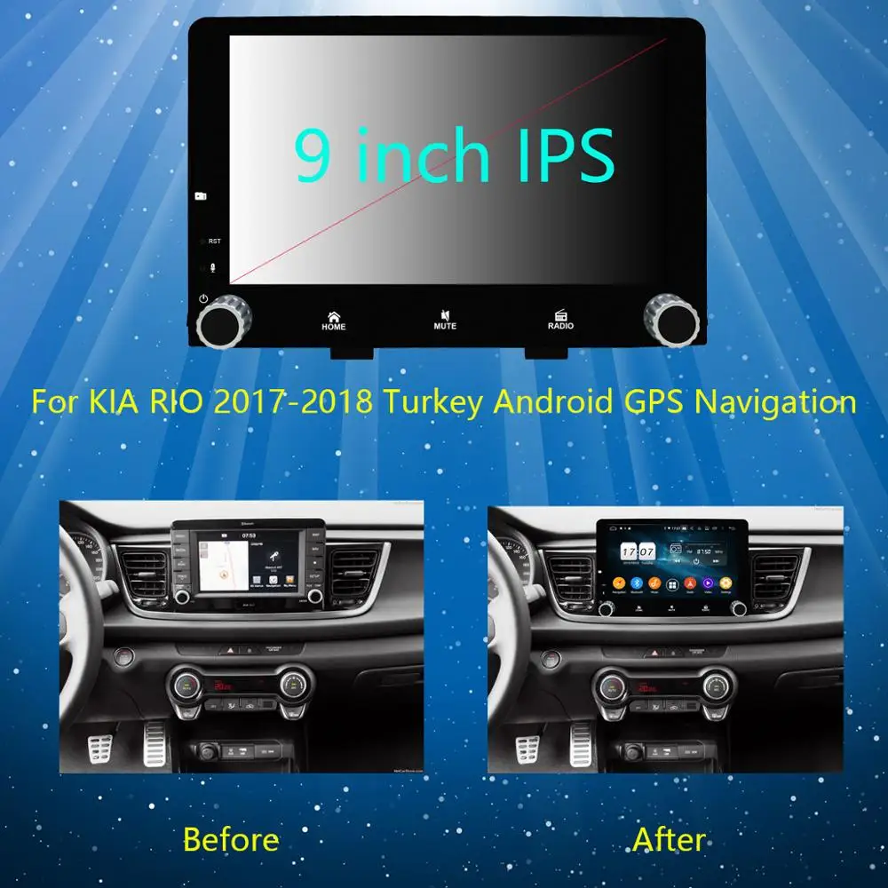 Автомобильный DVD-плеер 9 &quotIPS 8Core 4G + 64G Android 0 для KIA RIO 2017 2018 радио GPS Навигация стерео