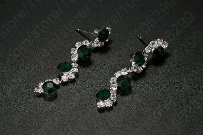 Для женщин высокое качество 925 стерлингового серебра CZ зеленый Цвет ожерелье +