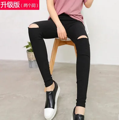 Женские рваные брюки-карандаш с дырками эластичная талия леггинсы вырезами