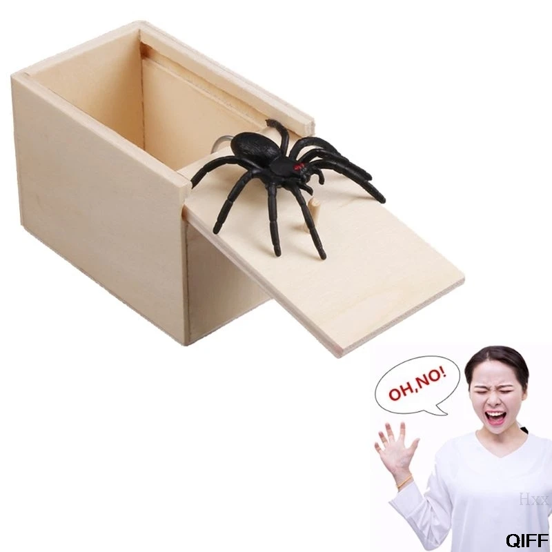 Новинка веселый страшный ящик паук шалость деревянный Scarybox шутка кляп игрушка нет слова Hxx
