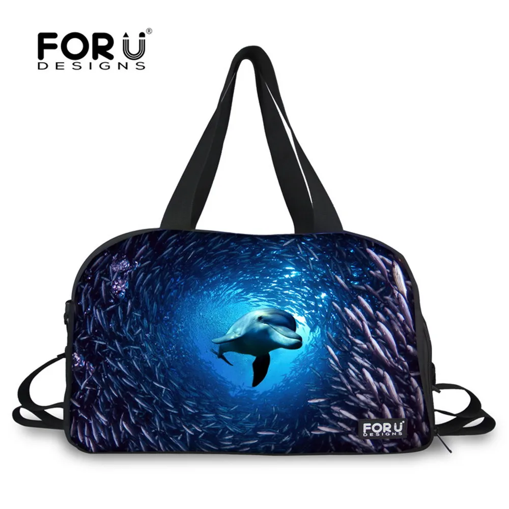 FORUDESIGNS Blue Sea Dolphin Shark Gym Bags Funny Women Luggage Travel Large Capacity Duffel Tote Canvas Waterproof Handbag | Спорт и