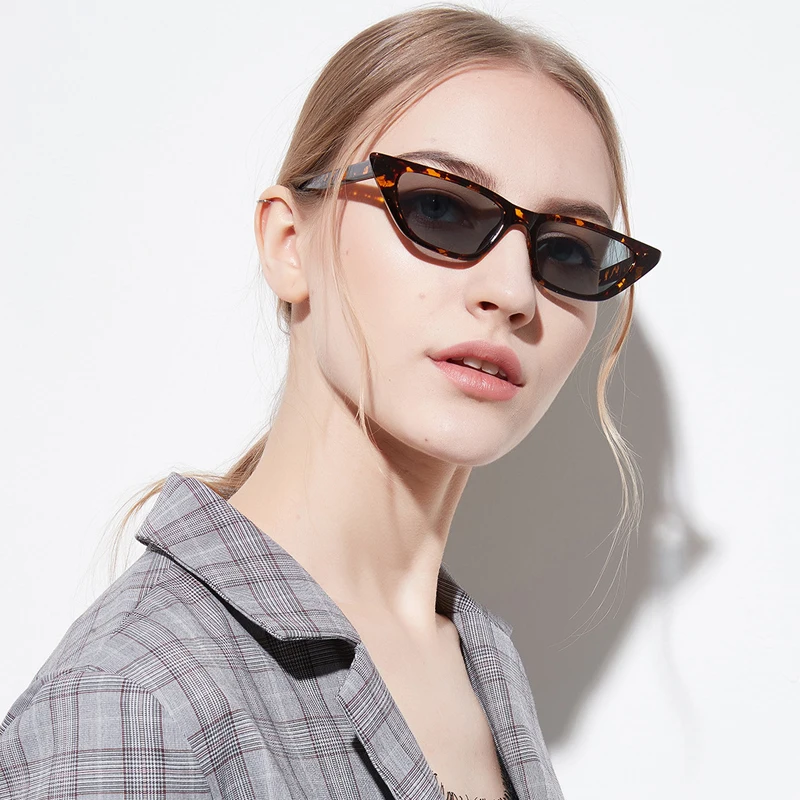 Женские винтажные солнцезащитные очки Cateye маленькие леопардовые черного и