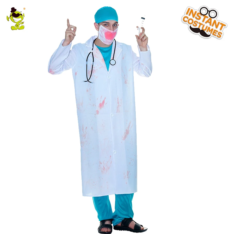 

Halloween Men's Blood Doctor Costumes Cosplay Hospital Blood Doctor Halloween Party Men Doctor Costumes