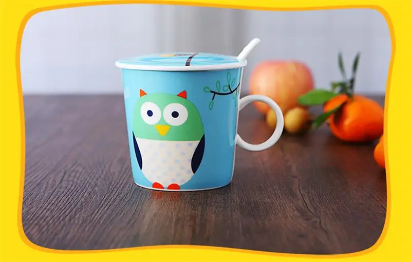 400 мл настоящая кость Китай tasse chat кофейная чашка с крышкой и ложкой забавная
