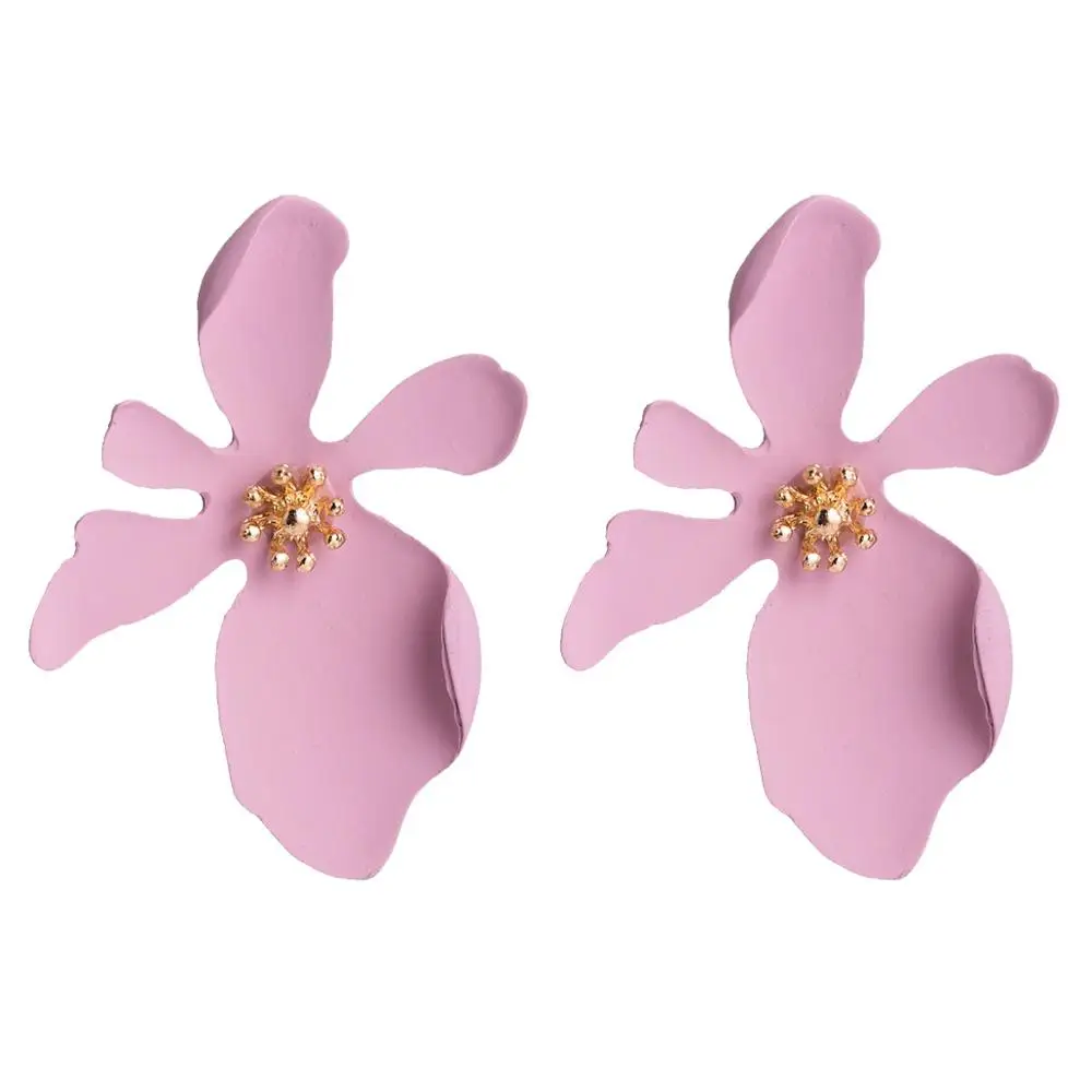 pink Новые модные милые женские Краска в баллоне-распылителе металла Цветочные серьги стержня для Для женщин корейский ювелирные изделия для девочек Подарочные серьги Brinco - Окраска металла: pink