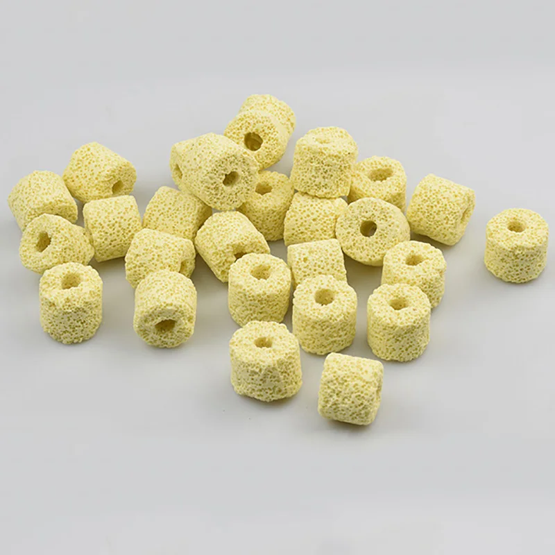 Yollow Porous Ring 100 г 150 г фильтр для аквариума медиа керамические кольца с активированным углем био шарики чистая вода с бесплатным фильтром сетчатый мешок - Цвет: Yollow Porous Ring