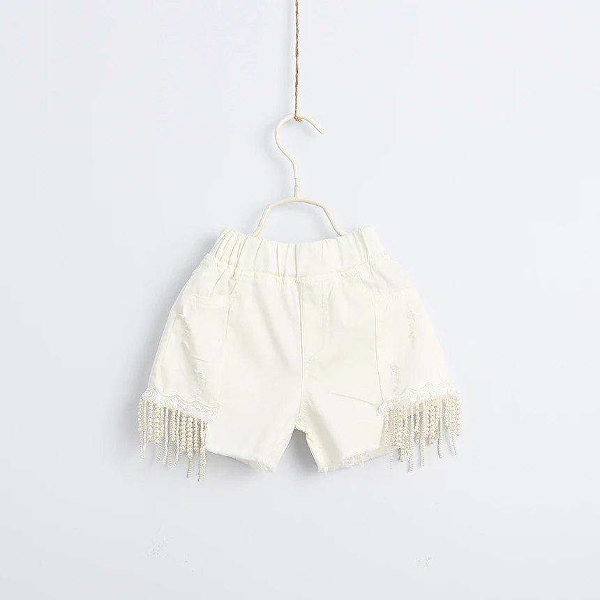 Белые рваные шорты с дырками для маленьких девочек оптовая продажа летняя одежда