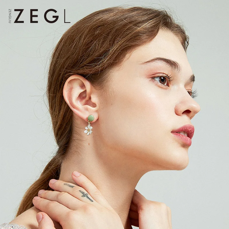 Женские серьги с цветком ZEGL ярких цветов маленькие летние 2020|Серьги-гвоздики| |