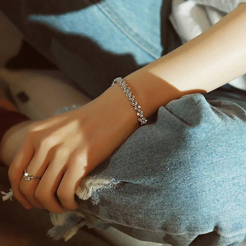 Мужской браслет с цепочкой из сплава золота и серебра со стразами натуральным