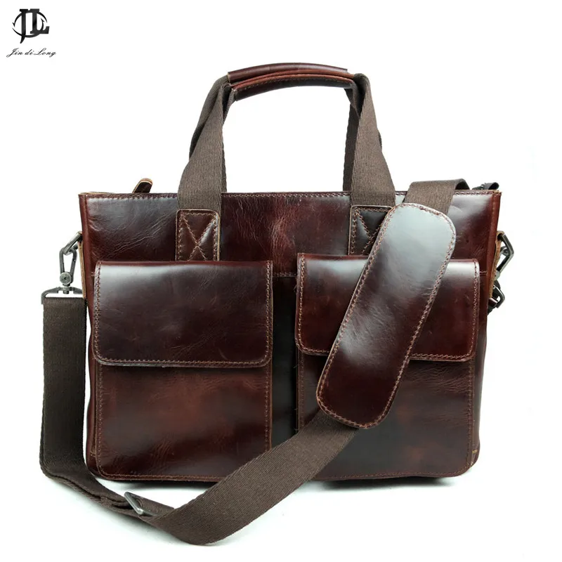 Мужской портфель из натуральной кожи с молнией|messenger bag|laptop messenger bagleather men briefcase |