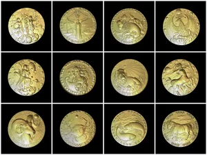 12 знаков зодиака ЧПУ Stl-файл 3d vectric aspire cut3d artcam модель часов для резьбы на ЧПУ (ES)