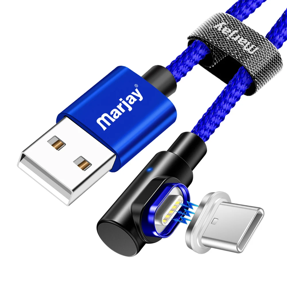 Магнитный usb-кабель Marjay type-C, 1 м, 2 м, 3 А, магнитный кабель для телефона, быстрое зарядное устройство, 3,0, USB type-C, зарядный шнур, мобильный провод для быстрого заряда