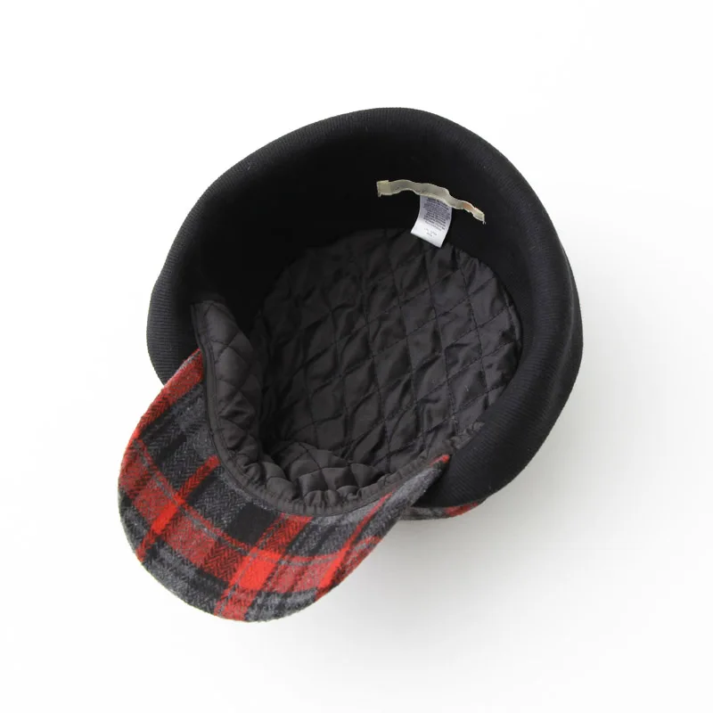 Free shipping High Quality Casual Bomber Hats Man Woman Flats LANA Wool filling cotton Large size warm Patchwork autumn & winter
