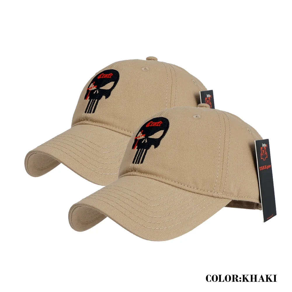 2 PCS KHAKI T.S.N.K Мужская и женская Беговая Кепка, кепка, американская Каратель, командная Кепка, регулируемая бейсболка, MC цвет - Цвет: 2 PCS KHAKI