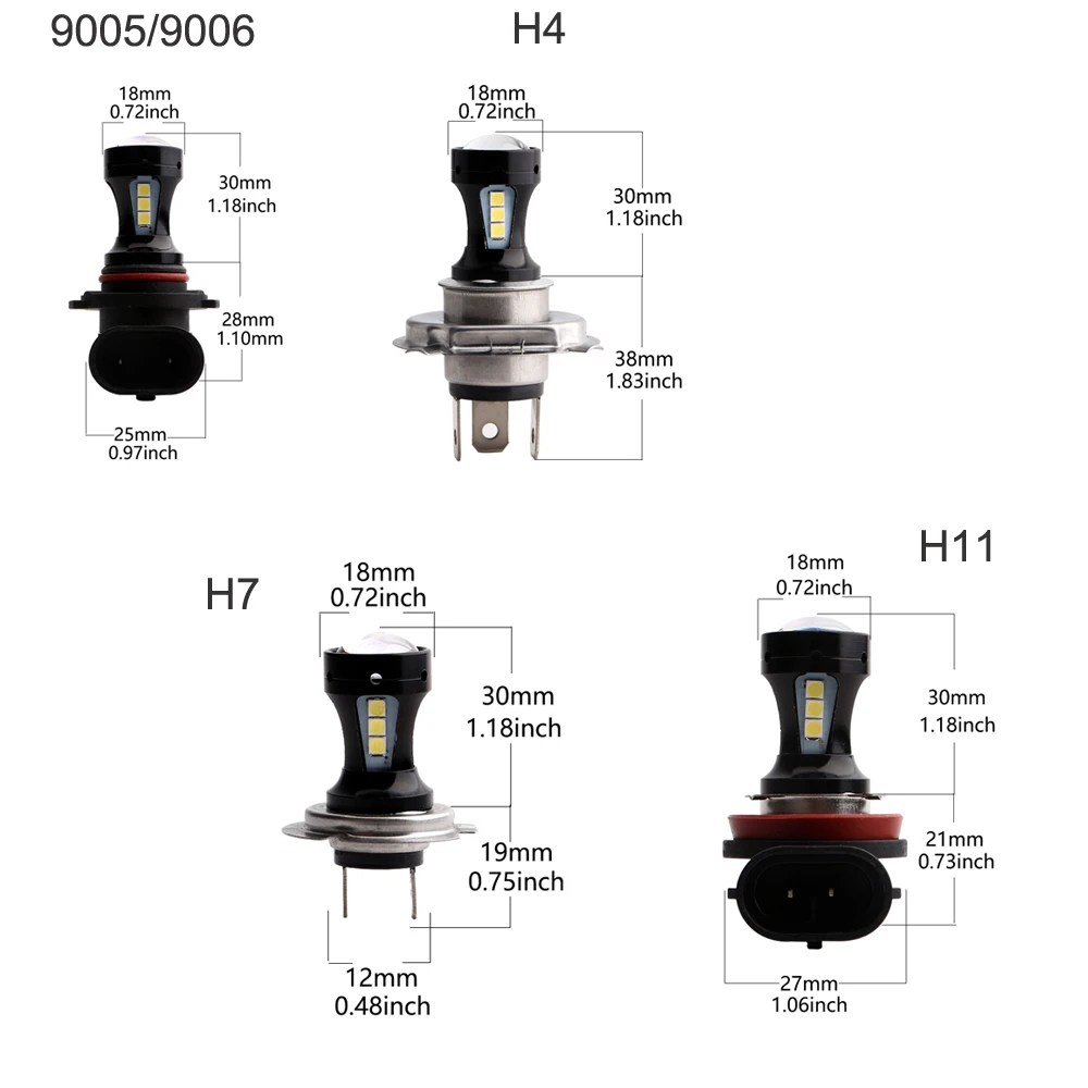 Автомобильные противотуманные фары YM E-Bright 1 шт. 9-30 в H4 H7 H11 9005 9006 3030 18 светодиодный s
