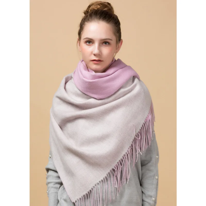 

Double-Side Thicken 100% Lambs Wool Scarf Shawl f Women Winter Scarf 2017 Luxury Quality Scarves & Wraps Pashmina Cape 200x70cm