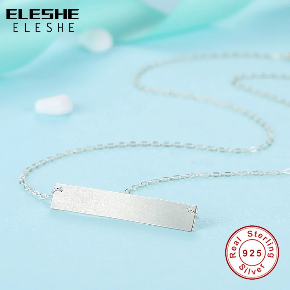 ELESHE, подлинное 925 пробы, серебряное ожерелье с подвеской, выгравированное имя, очаровательные ожерелья, Индивидуальные персонализированные ювелирные изделия для женщин и мужчин