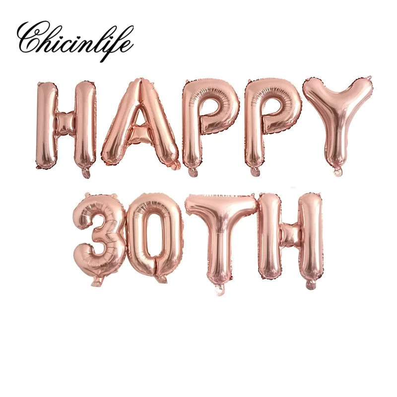 Воздушные шары Chicinlife из розового золота с надписью Happy 1St 30th 40th 50th для дня рождения