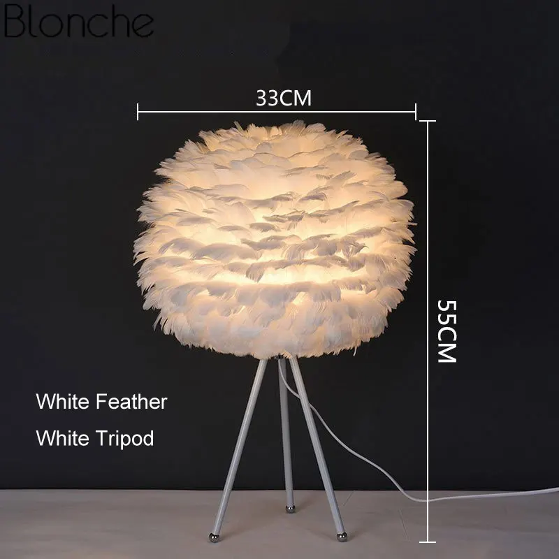 White Table Lamp A Современные перьевые Торшеры для гостиной, тренога, светодиодная стоящая лампа для спальни, домашний Лофт, Декор, скандинавский E27 светильник, светильник - Цвет абажура: White Table Lamp A