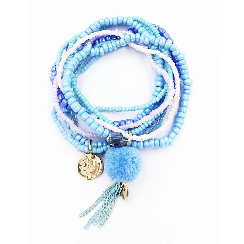 Новый уникальный подвесной браслет ручной работы с морским помпоном эластичный