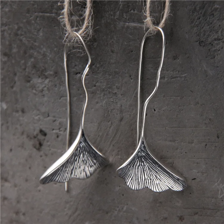 

2018 New New Arrival Earings Fashion Jewelry S925 Pure Art Leaf Earrings Thai Restoring Ancient Ways Do Old Long Allergy