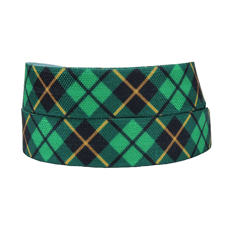 

(50yards/lot) Free shipping 15mm Christmas green checked elastic ribbon