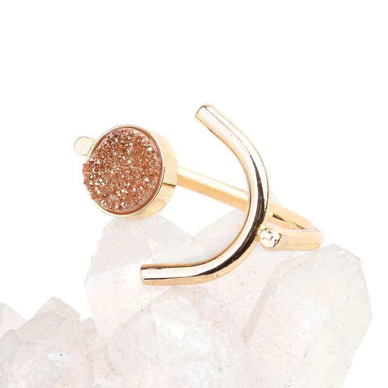 ELLA. TIME богемные регулируемые золотые кварцевые кольца для женщин с натуральным