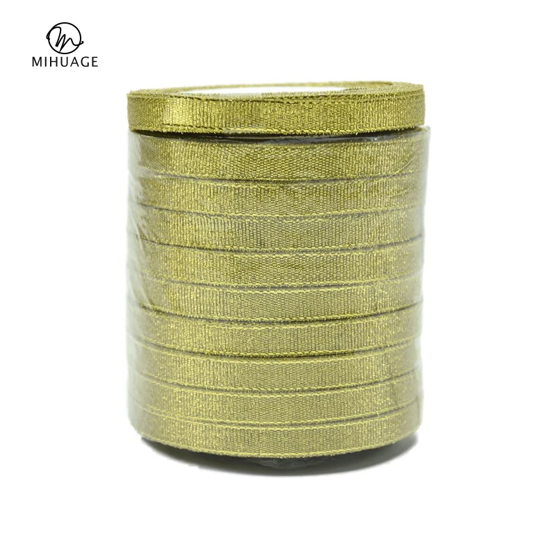 

MiHuaGe 1Pcs Nylon Gold Silver Packing Ribbon Wrapping Supplies Wedding Gift Wrap Copy Tissue Wedding Paper Packing Ribbon Set
