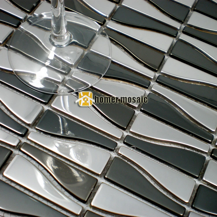 

unique design black mixed silver color stainless steel mosaic tiles for bathroom shower mosaic modern kitchen back splash