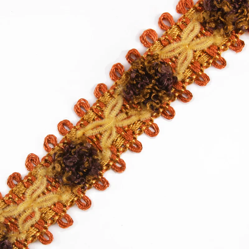 Оранжевая лента для занавесок плетеная аппликация кружевная ткань отделка