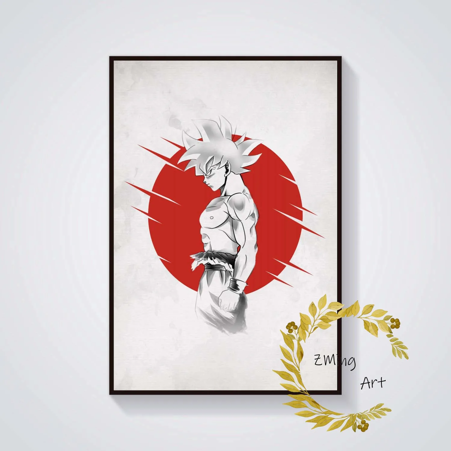 Японское японское искусство легендарный плакат Серая лиса Saiyan Wolf Princess Swordsman Kamina