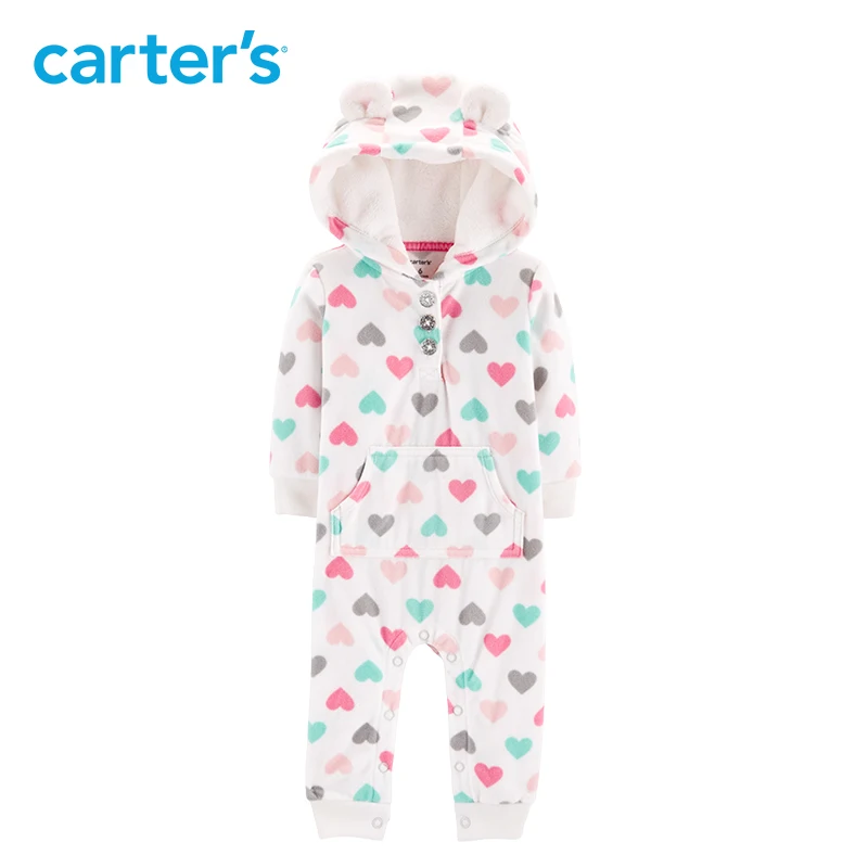 Carters baby комбинезон с капюшоном флисовые комбинезоны One-заплатки Одежда для