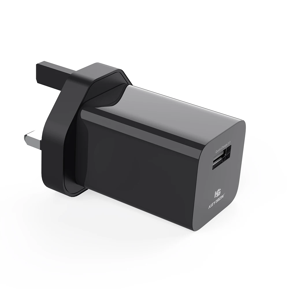 Black UK Plug KEYSION 24 Вт Быстрая зарядка 3,0 USB зарядное устройство для samsung Xiaomi huawei Быстрая зарядка QC 3,0 зарядное устройство для мобильного телефона для iphone - Тип штекера: Black UK Plug